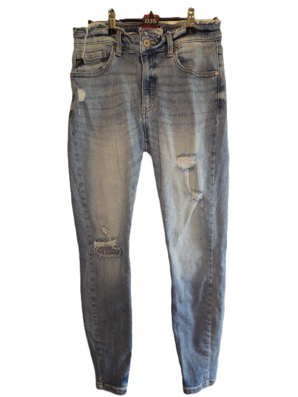 Kancan, Medium wash distressed skinny jeans (Women's 29)